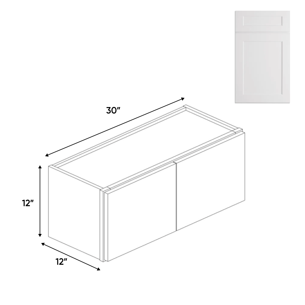 Double Door - White - Wall Cabinets - 12 in H x 30 in W x 24 in D - BUILDMYPLACE