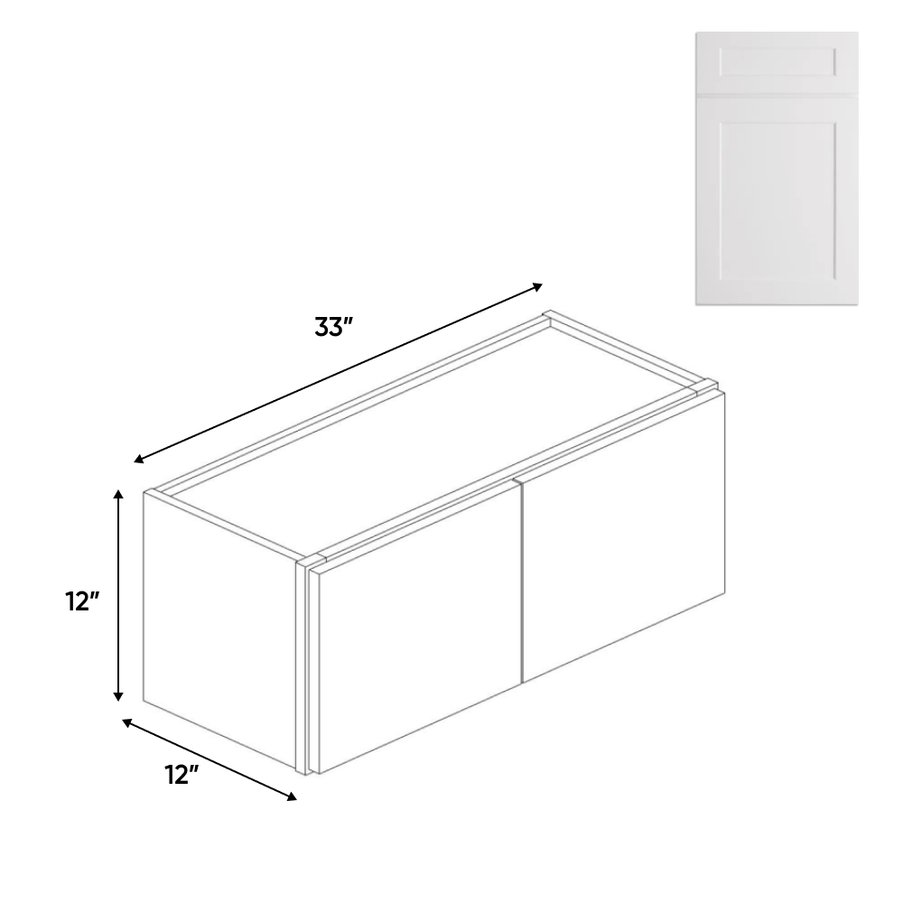 Double Door - White - Wall Cabinets - 12 in H x 33 in W x 24 in D - BUILDMYPLACE