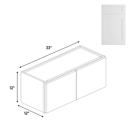 Double Door - White - Wall Cabinets - 12 in H x 33 in W x 24 in D - BUILDMYPLACE