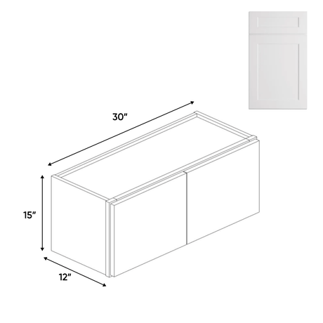 Double Door - White - Wall Cabinets - 15 in H x 30 in W x 24 in D - BUILDMYPLACE