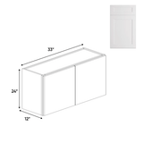 Double Door - White - Wall Cabinets - 24 in H x 33 in W x 12 in D - BUILDMYPLACE