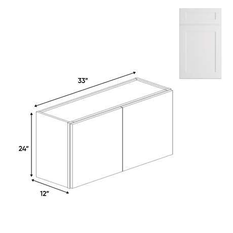 Double Door - White - Wall Cabinets - 24 in H x 33 in W x 12 in D - BUILDMYPLACE