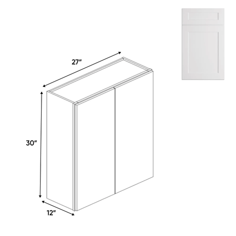 Double Door - White - Wall Cabinets - 30 in H x 27 in W x 24 in D - BUILDMYPLACE