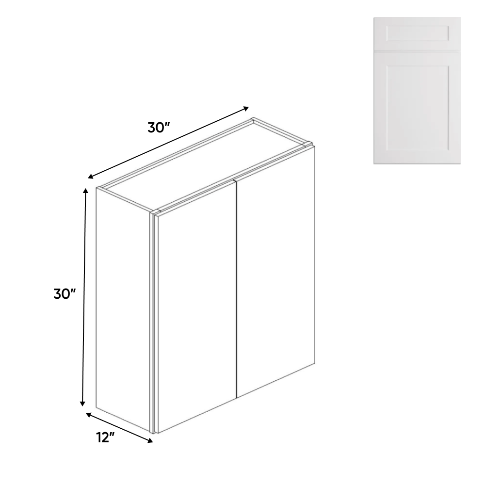 Double Door - White - Wall Cabinets - 30 in H x 30 in W x 12 in D - BUILDMYPLACE