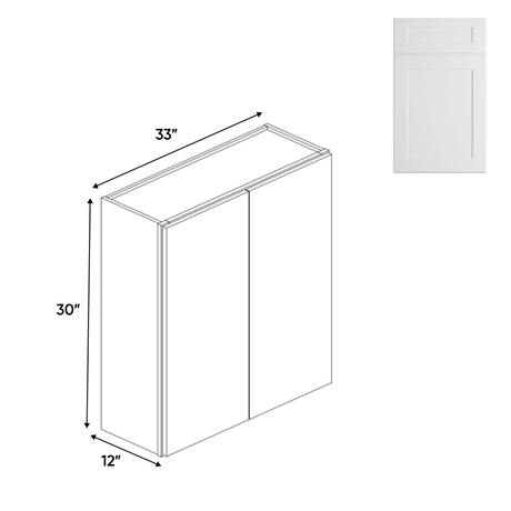 Double Door - White - Wall Cabinets - 30 in H x 33 in W x 12 in D - BUILDMYPLACE