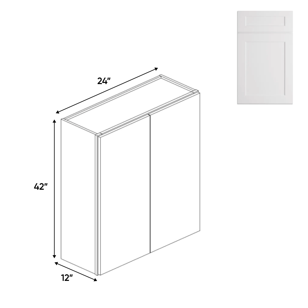 Double Door - White - Wall Cabinets - 42 in H x 24 in W x 24 in D - BUILDMYPLACE