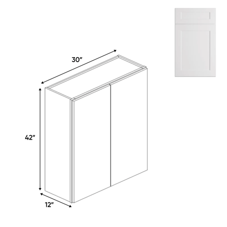 Double Door - White - Wall Cabinets - 42 in H x 30 in W x 24 in D - BUILDMYPLACE