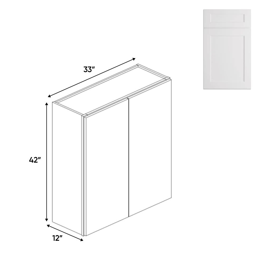 Double Door - White - Wall Cabinets - 42 in H x 33 in W x 24 in D - BUILDMYPLACE