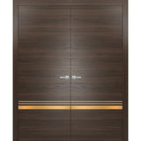 Solid French Double Doors | Planum 2010 Chocolate Ash | Wood Solid Panel Frame Trims | Closet Bedroom