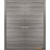 Solid French Double Doors | Planum 0010 Ginger Ash | Wood Solid Panel Frame Trims | Closet Bedroom