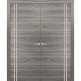 Solid French Double Doors | Planum 0310 Ginger Ash | Wood Solid Panel Frame Trims | Closet Bedroom