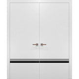 Solid French Double Doors | Planum 0012 White Silk | Wood Solid Panel Frame Trims | Closet Bedroom