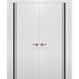 Solid French Double Doors | Planum 0011 White Silk | Wood Solid Panel Frame Trims | Closet Bedroom