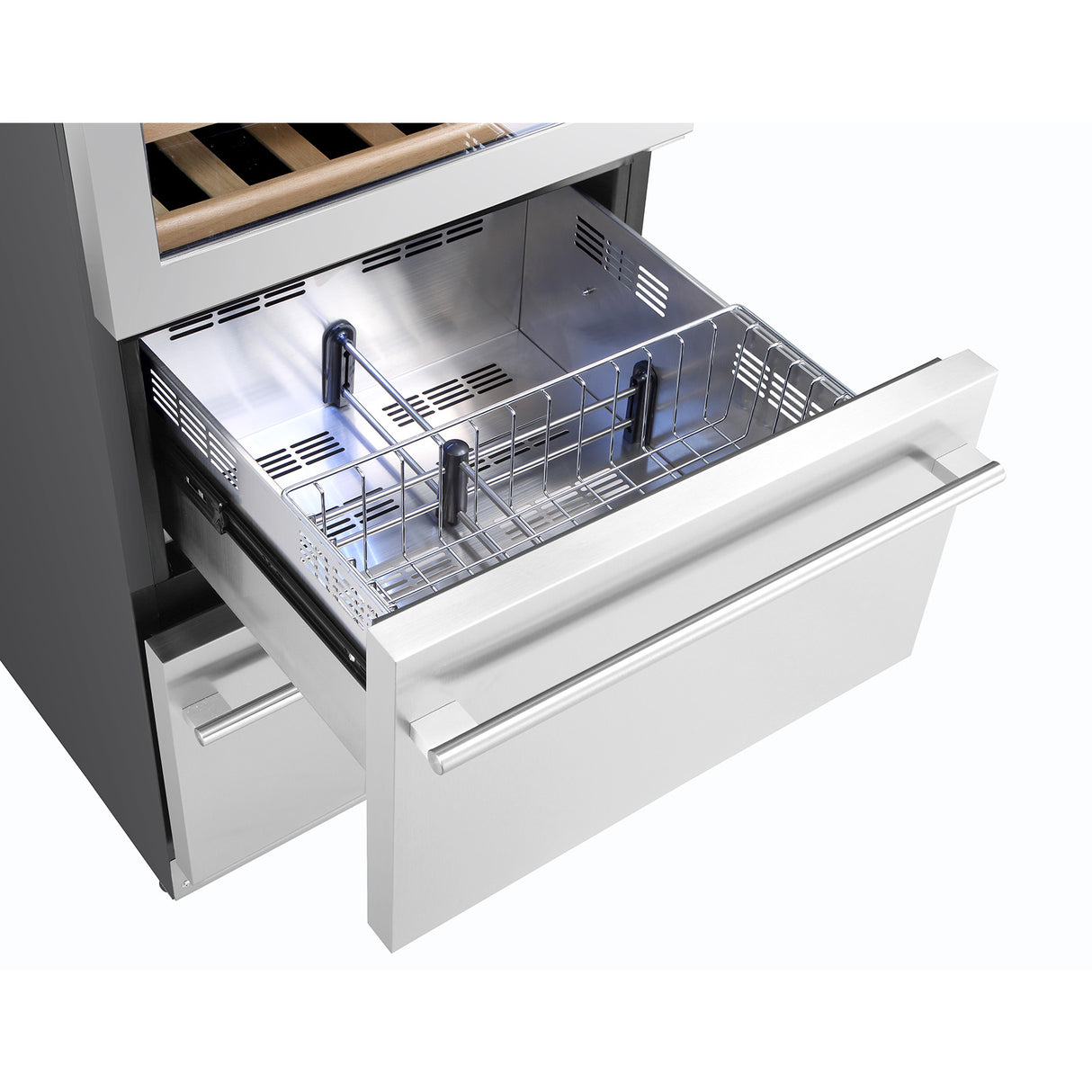 24 in. Dual Zone 108 Wine Bottles and 100 Cans Beverage & Wine Cooler in Stainless Steel