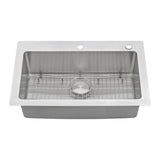 Drop - in Topmount Kitchen Sink 16 Gauge Stainless Steel Single Bowl - BUILDMYPLACE