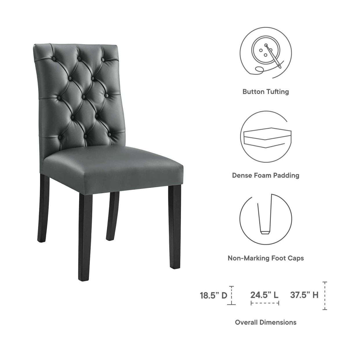 Duchess Dining Chair Vinyl Set of 2 - BUILDMYPLACE
