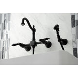 Duchess Wall Mount Traditional Bridge Kitchen Faucet with Brass Sprayer - BUILDMYPLACE