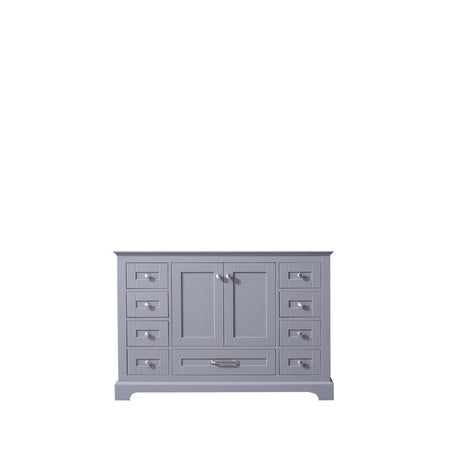 Dukes 48" Dark Grey Single Vanity, White Carrara Marble Top, White Square Sink and 46" Mirror - BUILDMYPLACE