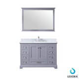 Dukes 48" Dark Grey Single Vanity, White Carrara Marble Top, White Square Sink and 46" Mirror - BUILDMYPLACE