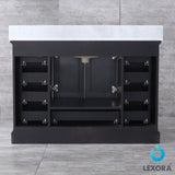 Dukes 48" Espresso Single Vanity, White Carrara Marble Top, White Square Sink and 46" Mirror - BUILDMYPLACE