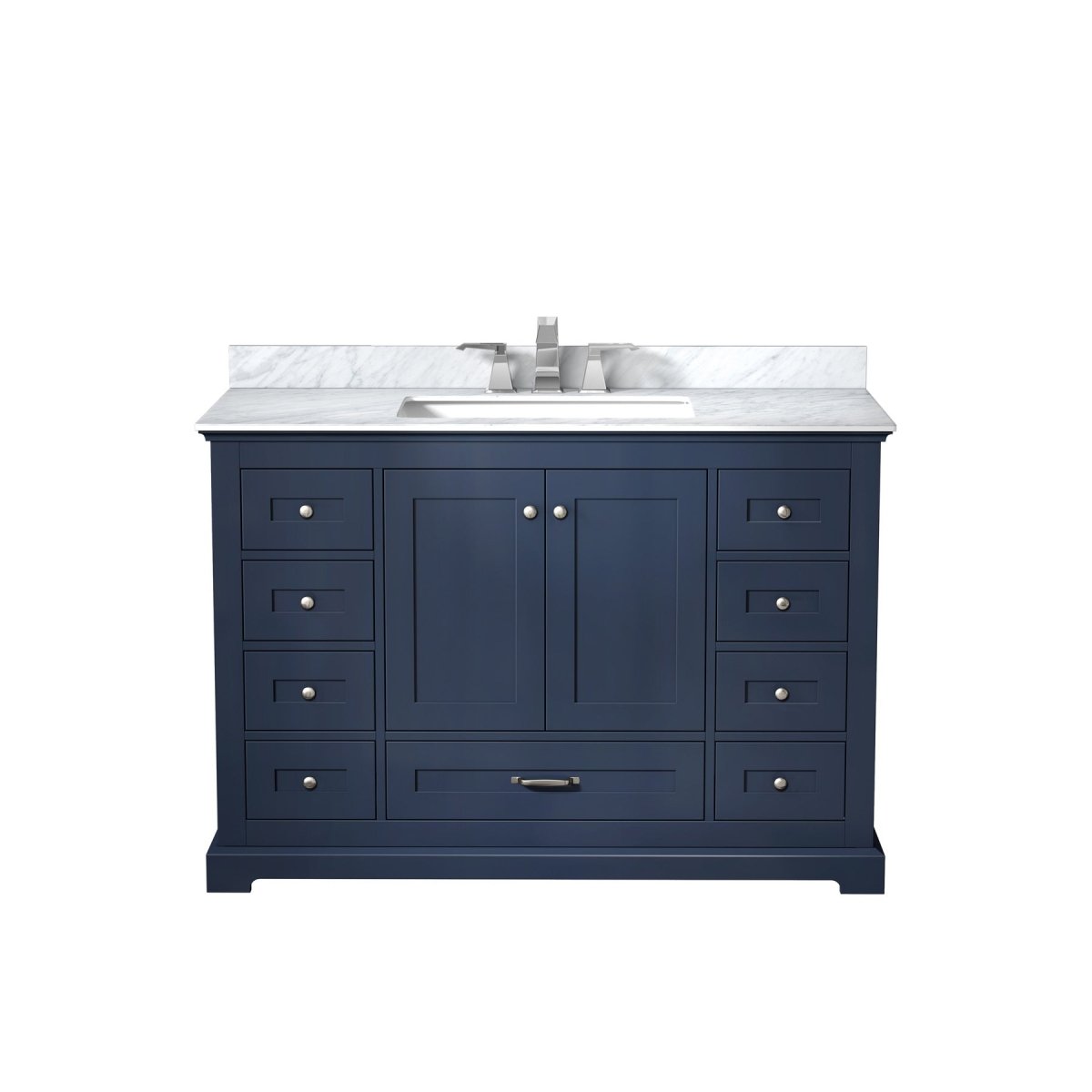Dukes 48 in. Freestanding Bathroom Vanity with White Carrara Marble Top, White Square Sink