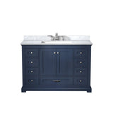 Dukes 48 in. Freestanding Bathroom Vanity with White Carrara Marble Top, White Square Sink