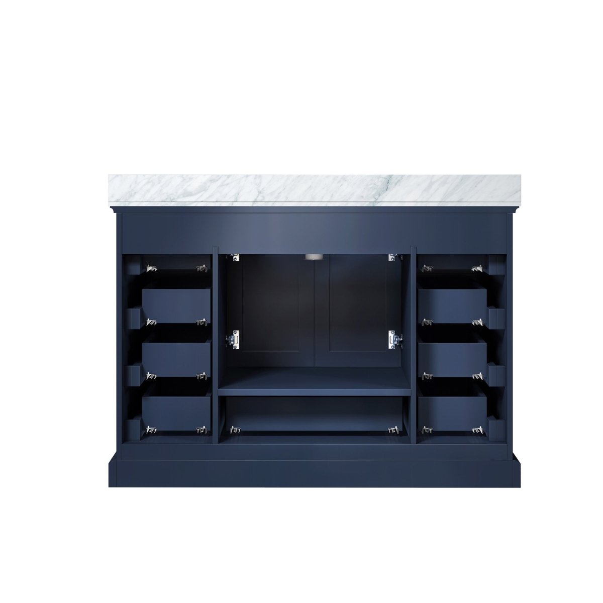 Dukes 48 in. Freestanding Bathroom Vanity with White Carrara Marble Top, White Square Sink