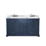 Dukes 48 in. Freestanding Bathroom Vanity with White Carrara Marble Top, White Square Sink