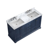 Dukes 48 in. Freestanding Bathroom Vanity with White Carrara Marble Top, White Square Sink
