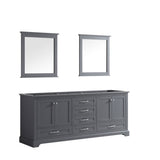 Dukes 80" Dark Grey Double Vanity, no Top and 30" Mirrors - BUILDMYPLACE