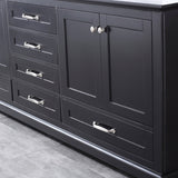 Dukes 80" Espresso Double Vanity, White Carrara Marble Top, White Square Sinks and 30" Mirrors w/ Faucets - BUILDMYPLACE
