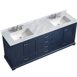 Dukes 48 in. Freestanding Bathroom Vanity with White Carrara Marble Top, White Square Sink