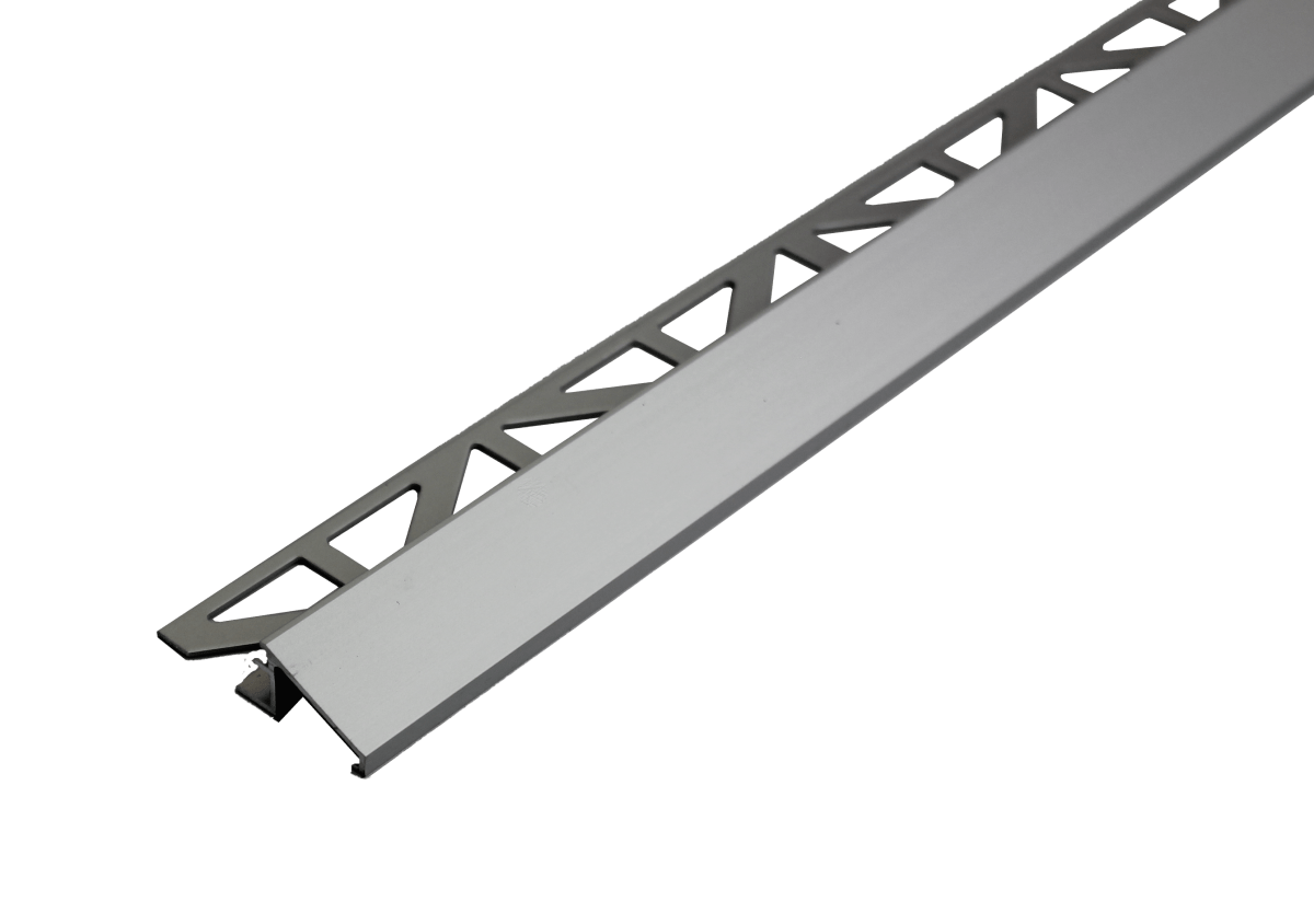 DURATRANS TR Transition Trim 1/2 in. Silver Anodized Aluminum Metal Tile Edge Trim - BUILDMYPLACE