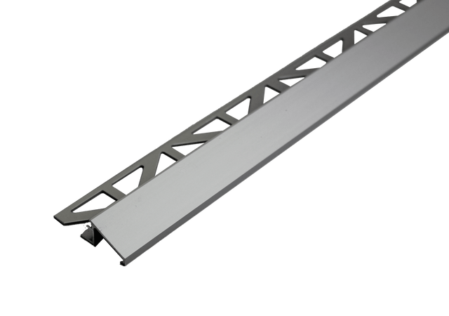 DURATRANS TR Transition Trim 1/2 in. Silver Anodized Aluminum Metal Tile Edge Trim - BUILDMYPLACE