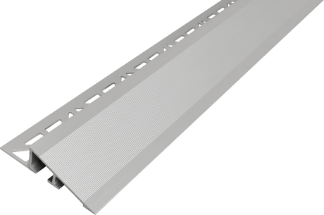 DURATRANS Transition Trim 2 1/4 in. Silver Anodized Brushed Aluminum Metal Tile Edge Trim - BUILDMYPLACE