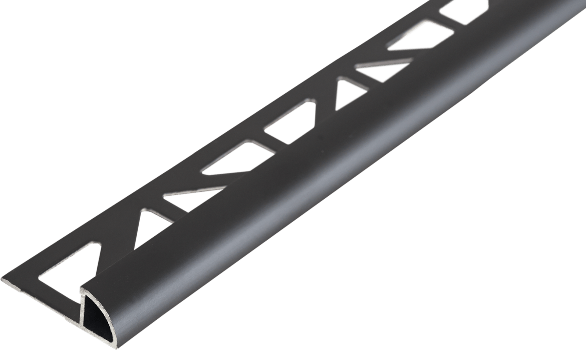 Durondell Aluminum Round Edge profile - Tile trim - 3/8 - Matte Black Anodized - Tile Edge Trim - BUILDMYPLACE