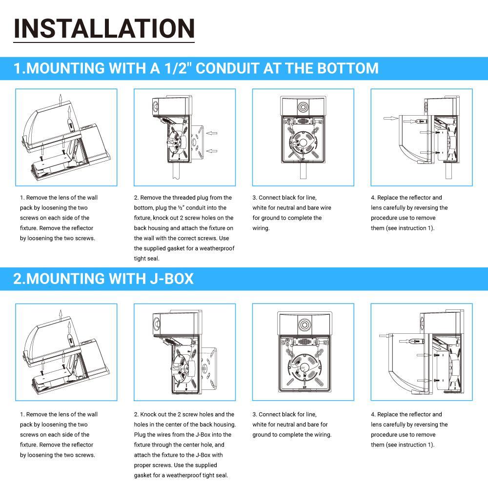 Dusk to Dawn - LED Wall Pack, 13W/18W/26W Wattage Adjustable, 3000K/4000K/5700K CCT Changeable, Outdoor Security Light - BUILDMYPLACE