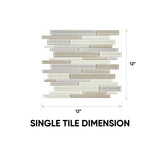 Element Natural Blend Random Strip Glossy Glass Mosaic - BUILDMYPLACE