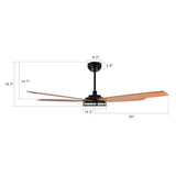 ELIRA 52 inch 5 - Blade Smart Ceiling Fan with LED Light & Remote - LEDMyPlace