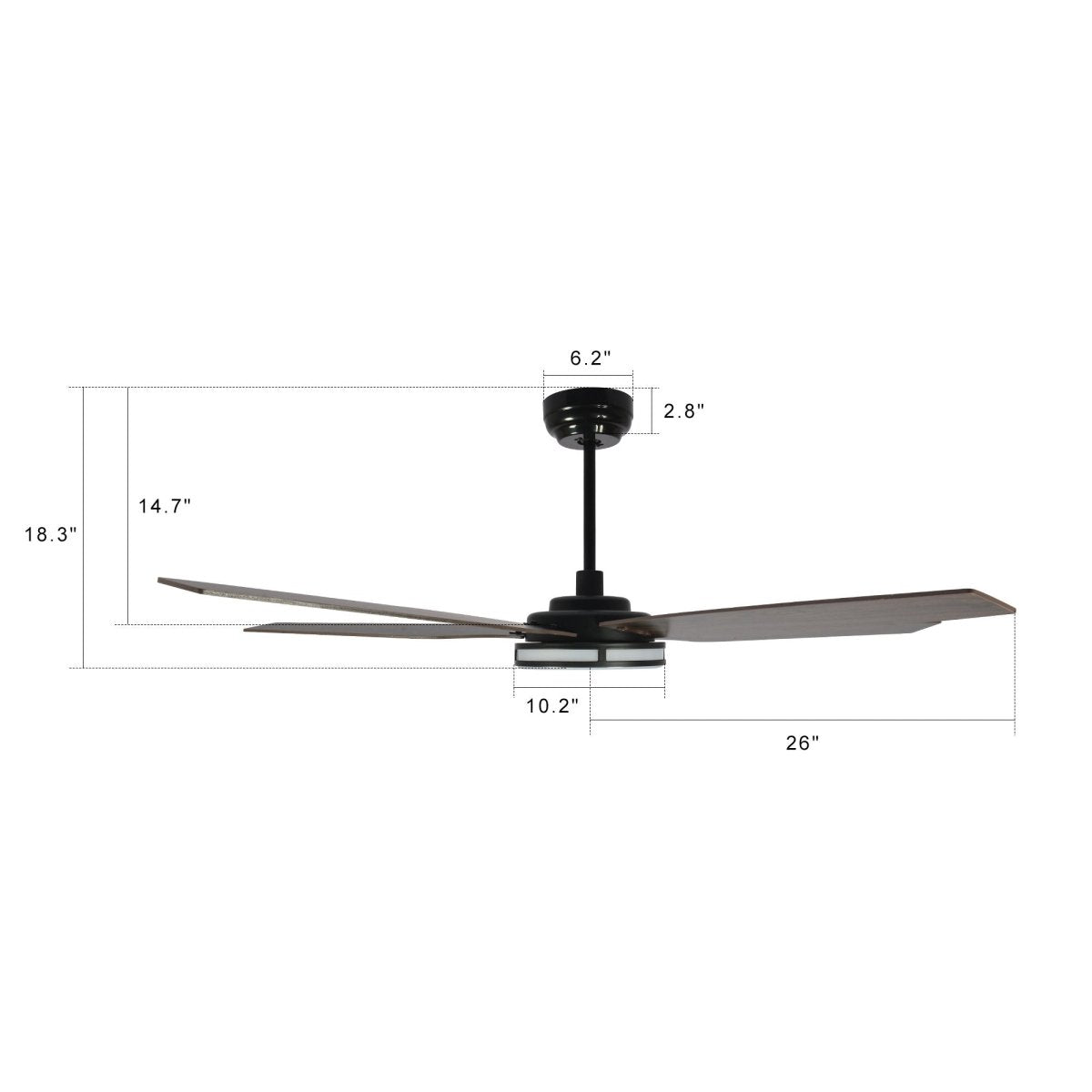 ELIRA 52 inch 5 - Blade Smart Ceiling Fan with Remote & LED Light - LEDMyPlace