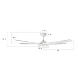 ELIRA 56 inch 5 - Blade Smart Ceiling Fan with LED Light & Remote - LEDMyPlace