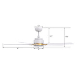 ESPEAR 52 inch 5 - Blade Smart Ceiling Fan with LED Light & Remote - LEDMyPlace
