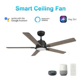 ESPEAR 52 inch 5 - Blade Smart Ceiling Fan with LED Light & Remote - LEDMyPlace