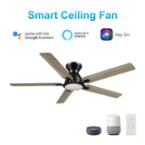 ESPEAR 52 inch Flush Mount 5 - Blade Smart Ceiling Fan with LED Light & Remote - LEDMyPlace