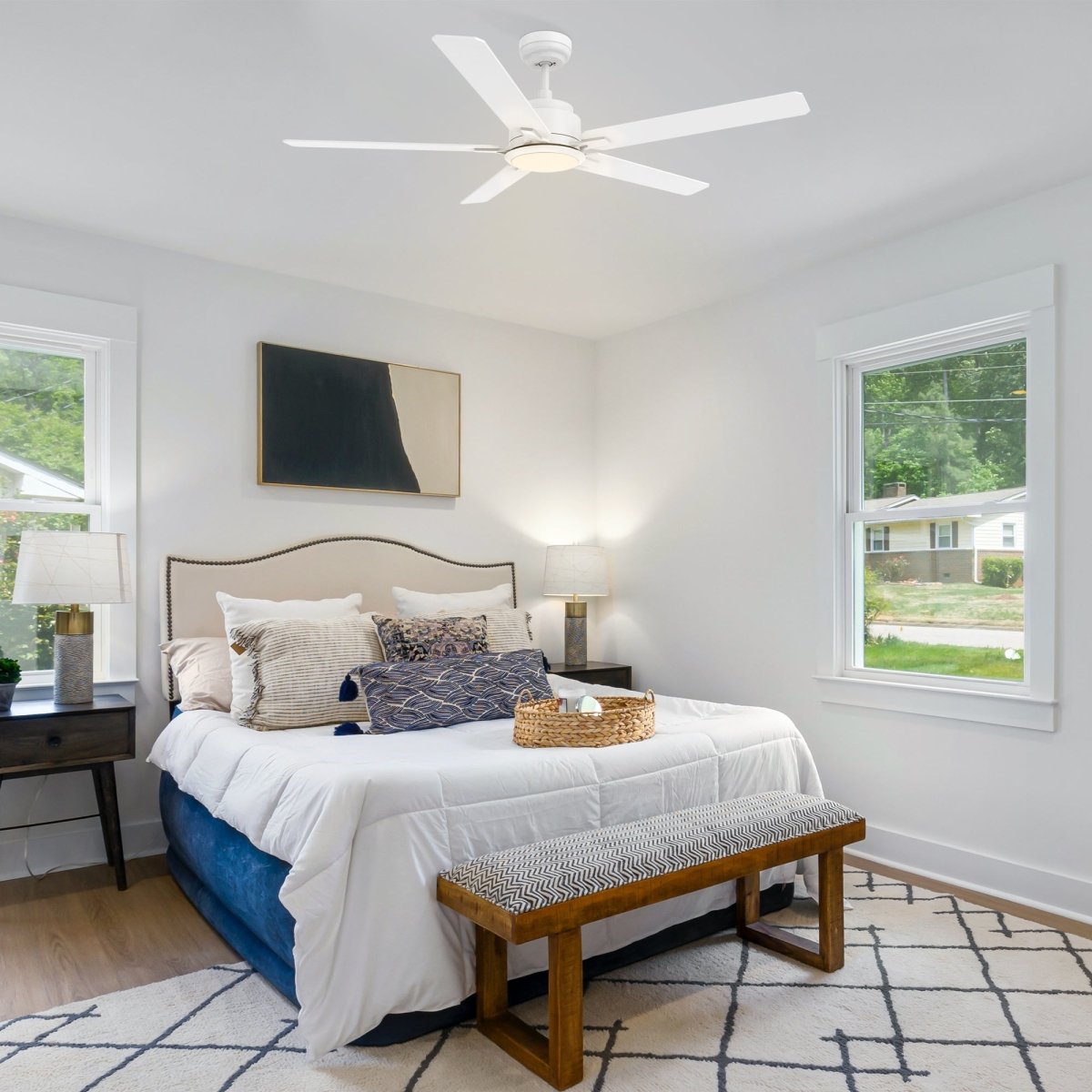 ESPEAR 56 inch 5 - Blade Smart Ceiling Fan with LED Light & Remote - LEDMyPlace