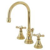 Essex Two - handle 3 - Hole Deck Mount Widespread Bathroom Sink Faucet With Brass Pop Up Drain - BUILDMYPLACE