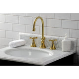 Essex Two - handle 3 - Hole Deck Mount Widespread Bathroom Sink Faucet With Brass Pop Up Drain - BUILDMYPLACE