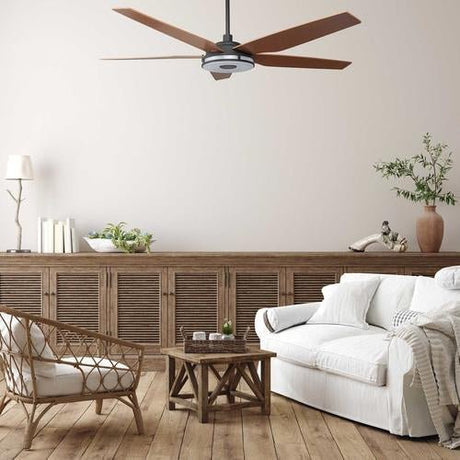 Explorer 52 In. Best Smart Ceiling Fan with Remote Control & Led Light, 5 - Blade, Black/fine Wood Grain Pattern, Alexa/Google Home/Siri Compatible - LEDMyPlace