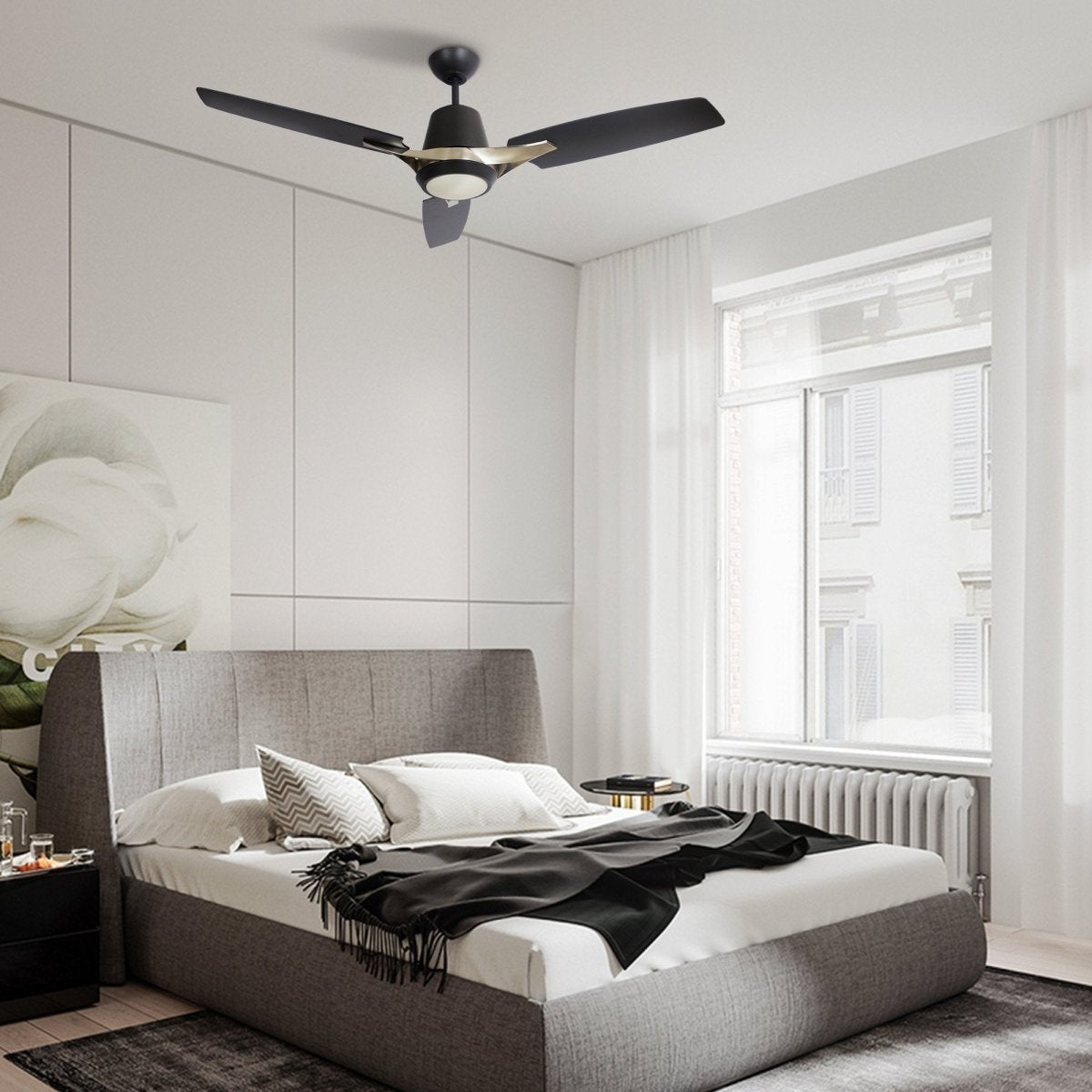 Exton 52'' Best Smart Ceiling Fan with wall control, Light Kit Included, Works with Google Assistant and Amazon Alexa,Siri Shortcut - LEDMyPlace