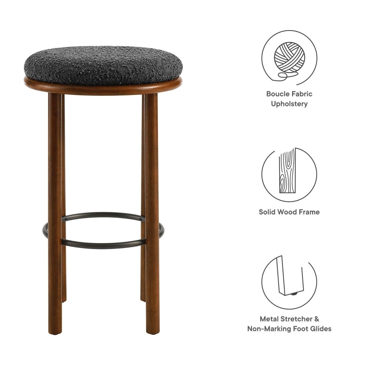 Fable Boucle Fabric Bar Stools - Set of 2 - BUILDMYPLACE